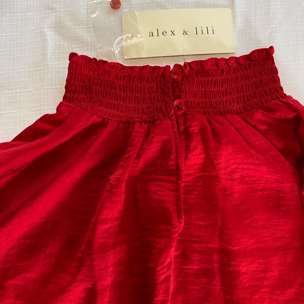 Title: Alex & Lili Red Smocked High Neck Blouse – NWT  Size XL - Picture 7 of 12